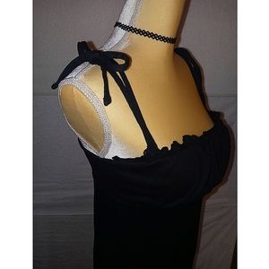 Divided Black short dress w empire waistline and spaghetti straps, EUC